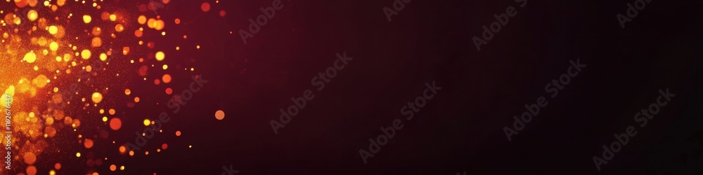 Poster glowing bokeh light particles on dark background for festive design concepts
