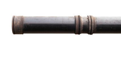 Fototapeta premium One metal pipe concept, Old metallic pipe with rust and wear on transparent background.
