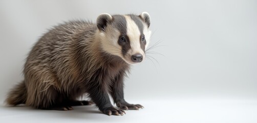Fototapeta premium European badger on plain white background