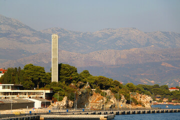 Contemporary buildings, gardens and beaches at the waterfront in Split, Croatia. View of Split from the boat. © jelena990