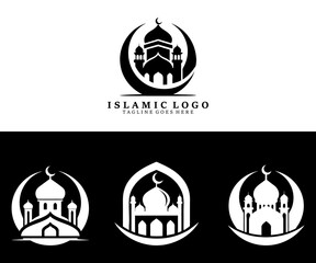 simple minimalist mosque building logo vector simple luxury icon illustration design