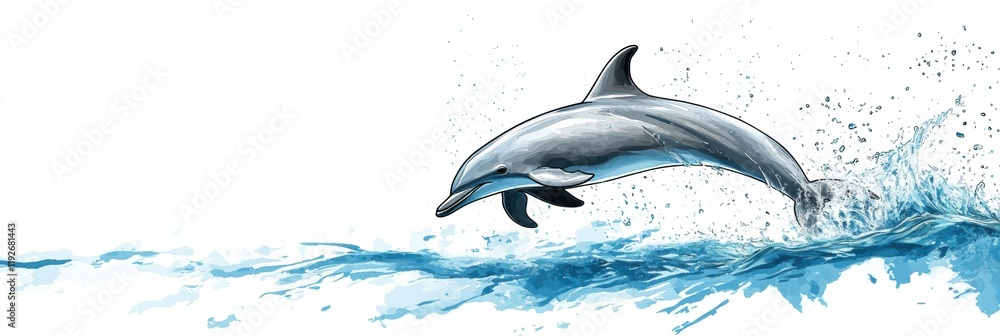 Aufkleber dolphin leaps above water in vibrant ocean setting during bright daytime. generative ai