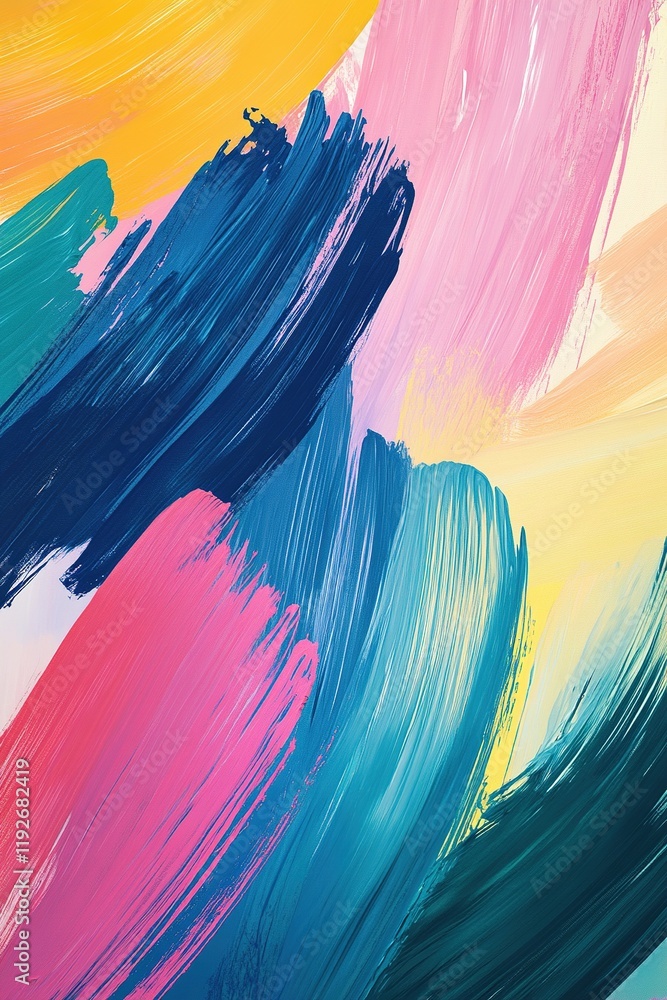 Aufkleber bold abstract brushstrokes in vibrant colors create a dynamic artistic background with space for tex