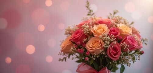 Colorful rose bouquet with blurred background