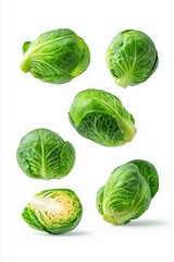 Fototapeta premium Brussels sprouts individually isolated on a white background