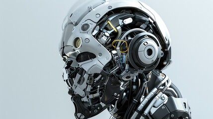 Fototapeta premium A futuristic robot head with intricate details.