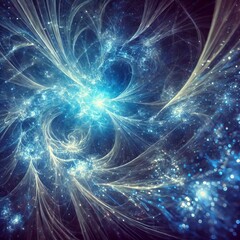 rendered fractal, bright blue blurred space

