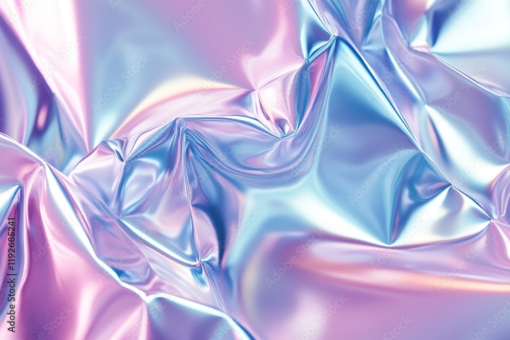 Poster futuristic abstract metallic background with iridescent gradient in pastel tones and smooth light re