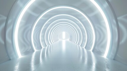 Obraz premium Futuristic White Tunnel: A Glowing Pathway to the Unknown
