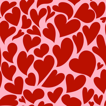 Cute red seamless pattern Valentine's Day 14 February wrapping paper decorative background.



