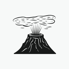Vector illustration of a stylized erupting volcano.