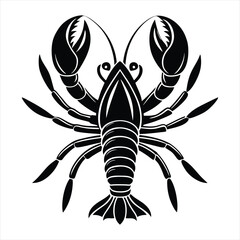Lobster fish silhouette vector for white background