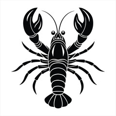 Lobster fish silhouette vector for white background