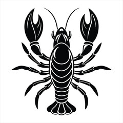 Lobster fish silhouette vector for white background