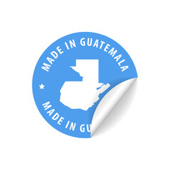 Made in Guatemala - Country Map Sticker. Best quality. Original product. Vector illustration.