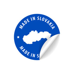 Made in Slovakia - Country Map Sticker. Best quality. Original product. Vector illustration.