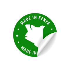 Made in Kenya - Country Map Sticker. Best Quality. Original Product. Vector illustration.