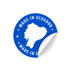 Made in Ecuador - Country Map Sticker. Best Quality. Original Product. Vector illustration.