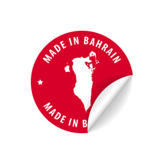 Made in Bahrain - Country Map Sticker. Best Quality. Original Product. Vector illustration.