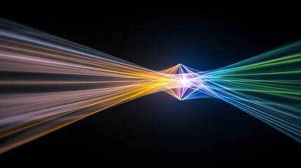 Abstract Light Beams Converge Dynamically Colorful Geometric Center. AI Generated