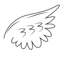 Cute cartoon hand drawn vector bird wings coloring page.