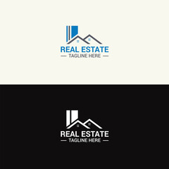 Real estate company logo with home sign, apartment logo design vector,  Real estate agent logo illustration