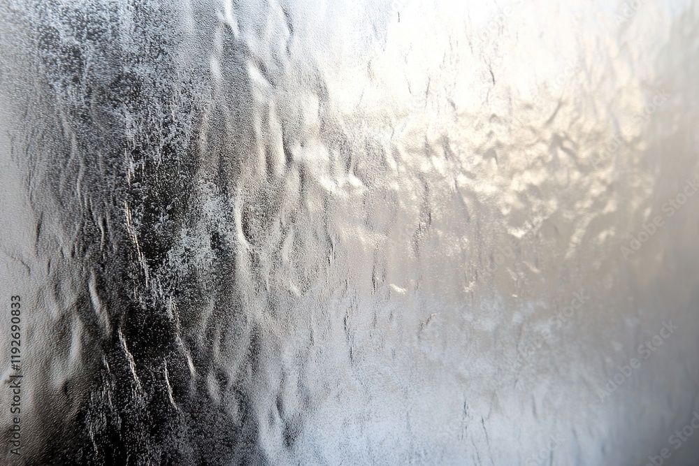 Poster minimalist abstract background with frosted metallic glass texture and soft glowing edges against a 