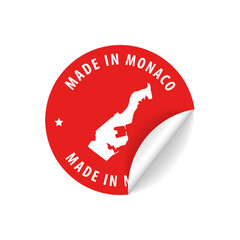 Made in Monaco - Country Map Sticker. Best Quality. Original Product. Vector illustration.