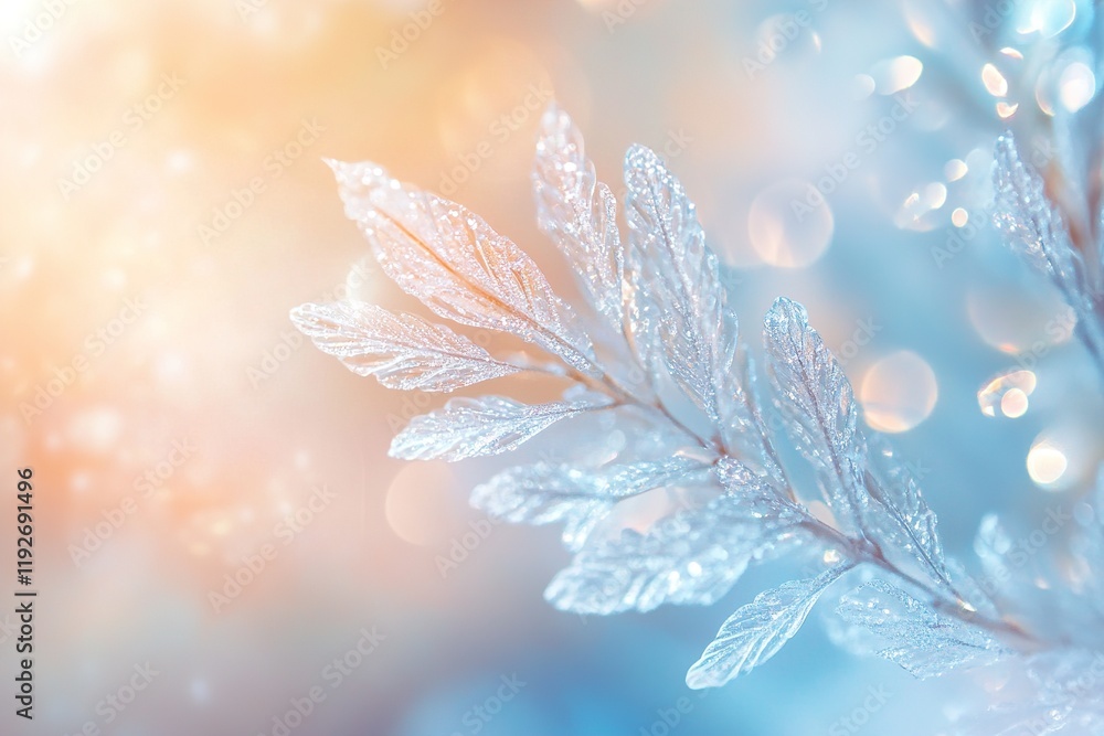Poster minimalist abstract background with frosted glass and dew drops for a fresh and elegant design