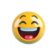 Fototapeta premium 3D rendered happy laughing emoticon. isolated on transparent background.