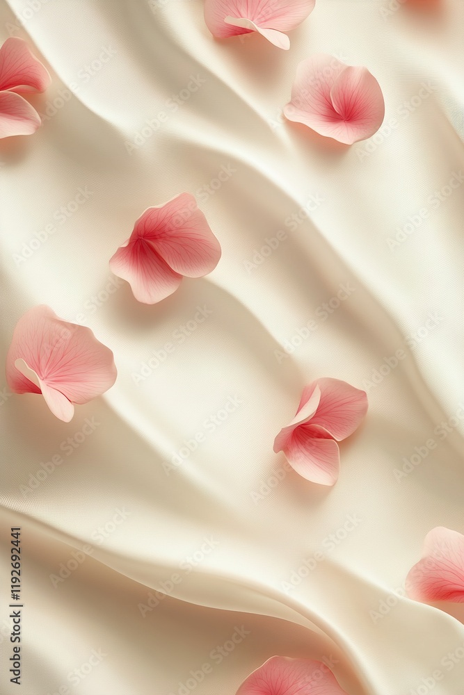 Poster elegant arrangement of blush pink petals on a smooth cream surface creating an inviting and soft atm