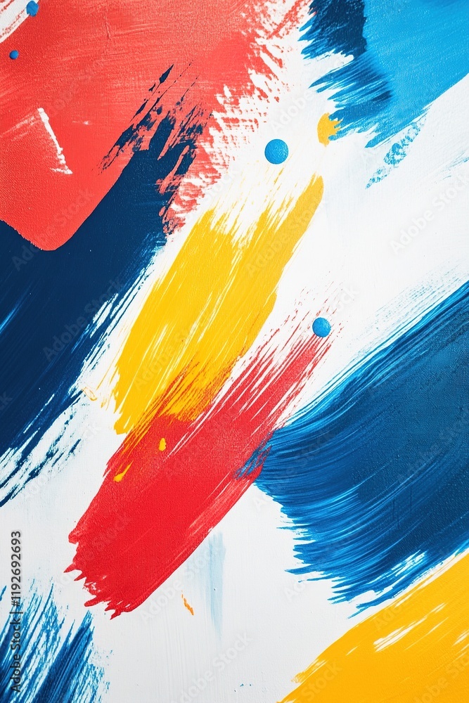 Poster bold abstract brush strokes in vivid colors create a striking minimalist background with ample space