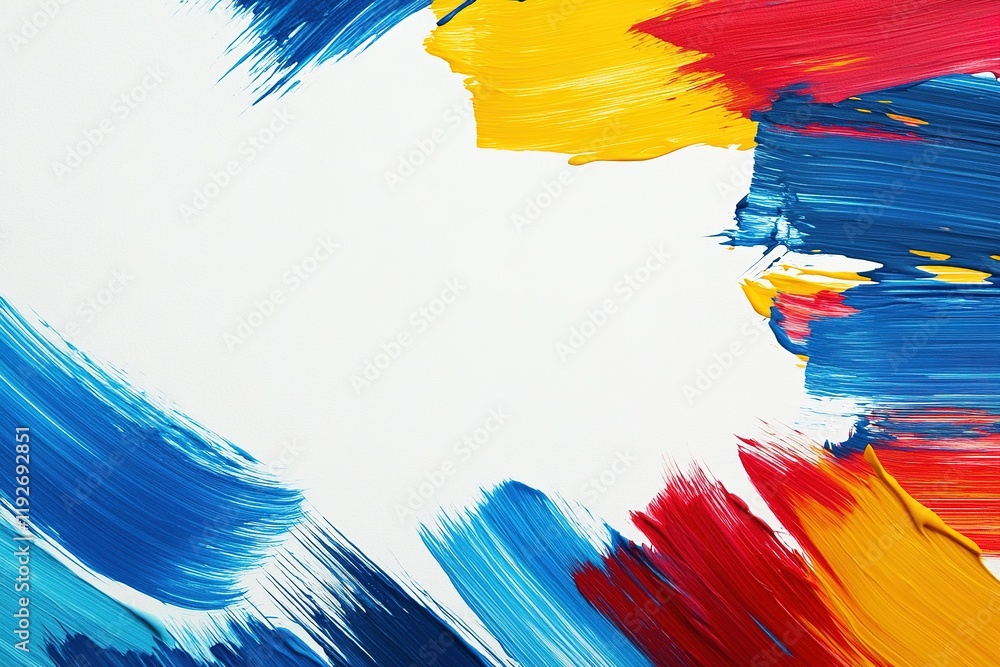 Poster bold abstract brush strokes in bright colors create a minimalist background perfect for modern desig