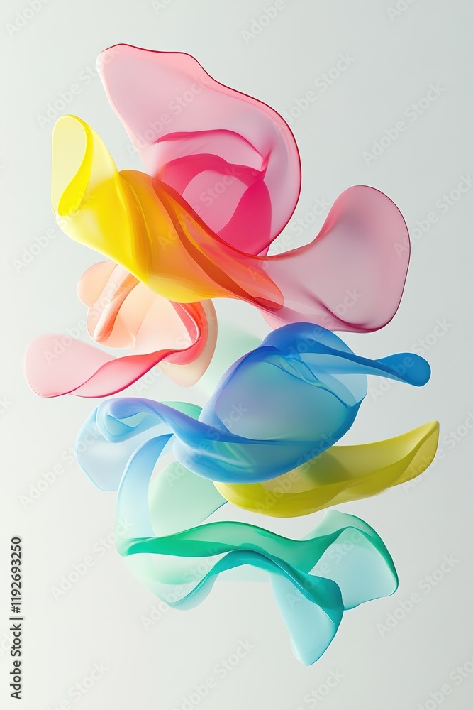 Poster vibrant abstract floating color swatches create a modern minimalist background with soft shadows and