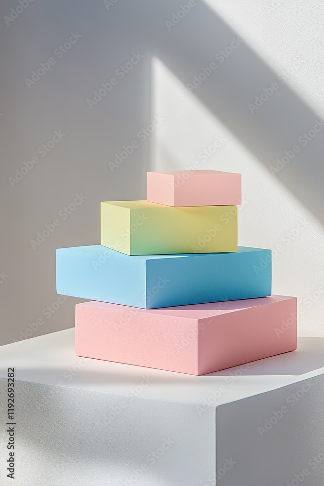 Poster minimalist floating color swatches in vibrant shades create a modern artistic backdrop with a light 