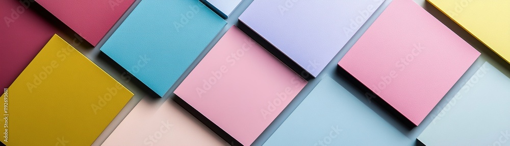Poster abstract floating color swatches in vibrant shades create a modern artistic backdrop suitable for te