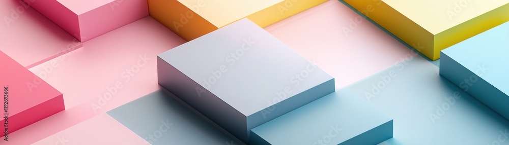 Poster floating abstract color swatches create a modern minimalist backdrop in vibrant shades and soft shad