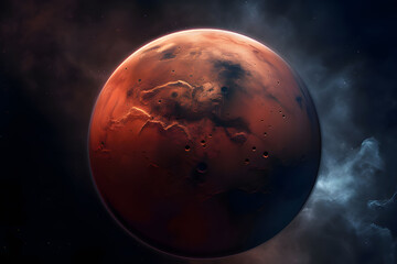 Exploration of Mars In Generative AI Artwork Capturing Its Unique Landscape and Features. Generative AI