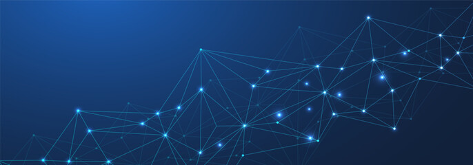 Digital abstract connection dots and lines. Network connection structure. Technology polygonal background. Plexus effect. Vector Illustration.