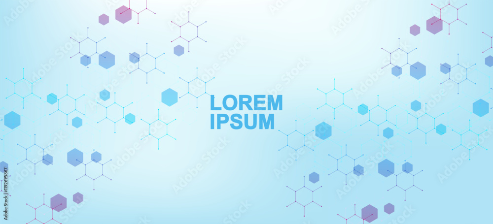 Canvas Prints modern scientific background with hexagons, lines and dots. wave flow abstract background. molecular
