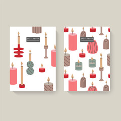 Cover design with candle pattern. For notebooks, planners, brochures, books, catalogs etc.