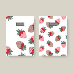 Cover design with strawberry pattern. For notebooks, planners, brochures, books, catalogs etc.