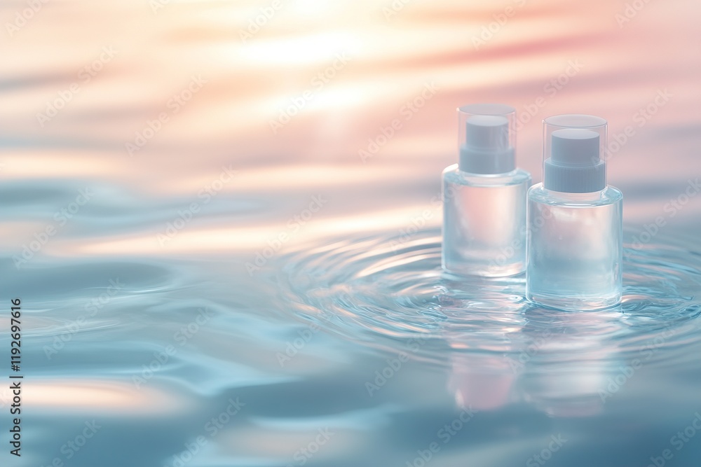 Poster calming cosmetic background with soft water ripples and gentle reflections creating a serene atmosph