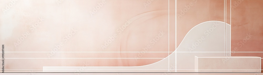 Poster explore minimalist design with clean lines and abstract shapes in a pastel blueprint-style backgroun