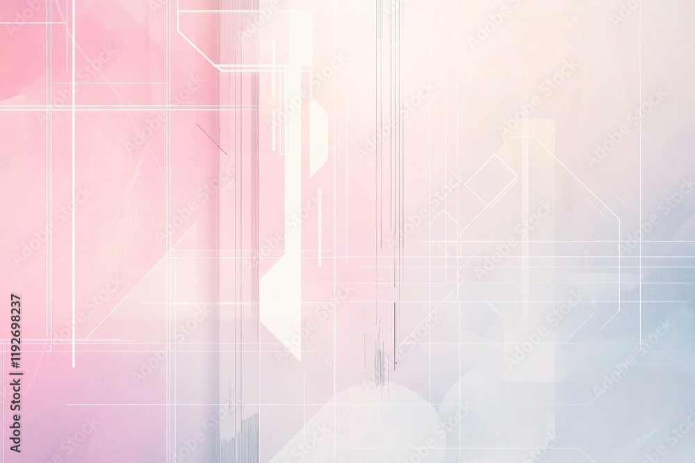 Poster minimalist blueprint-style background with abstract shapes and soft pastel tones for clean text over