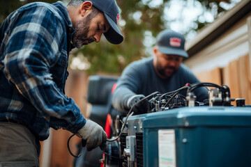 Obraz premium Close-up photo of an electrician carefully repairing wiring generative ai image