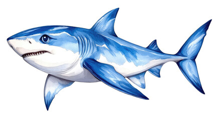 Obraz premium A stylized illustration of a great white shark, swimming graceful, isolated on transparent background.