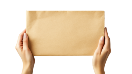 Blank Brown Paper Envelope Held in Hands - Simple Graphic Design