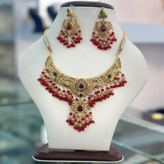 Bridal jewelry traditional Indian Pakistani Muslim wedding invitation vector unique wedding groom