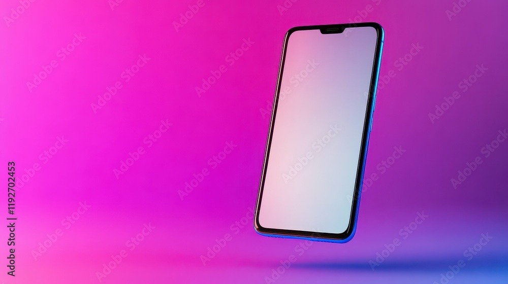 Poster isolated smartphone with blank screen on gradient background casting soft shadows for a clean and mo